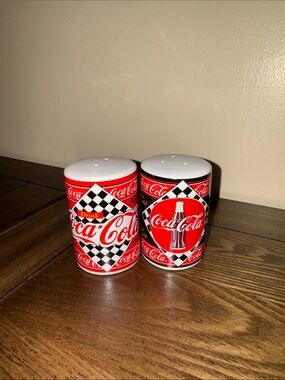 Coca Cola Red and White Ceramic Salt & Pepper Set